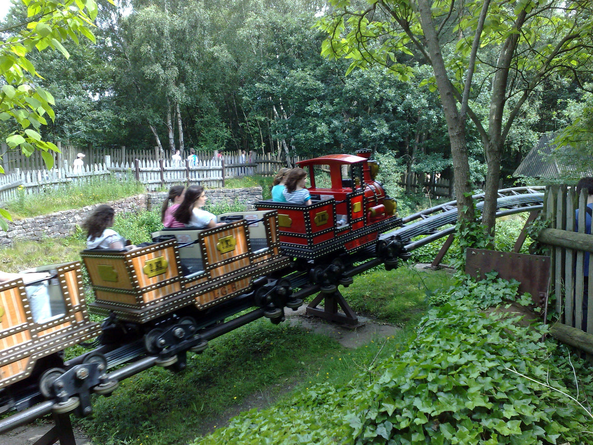 Runaway Mine Train roller coaster at Alton Towers, a ride where secured ear defenders with a tether are permitted under current rules